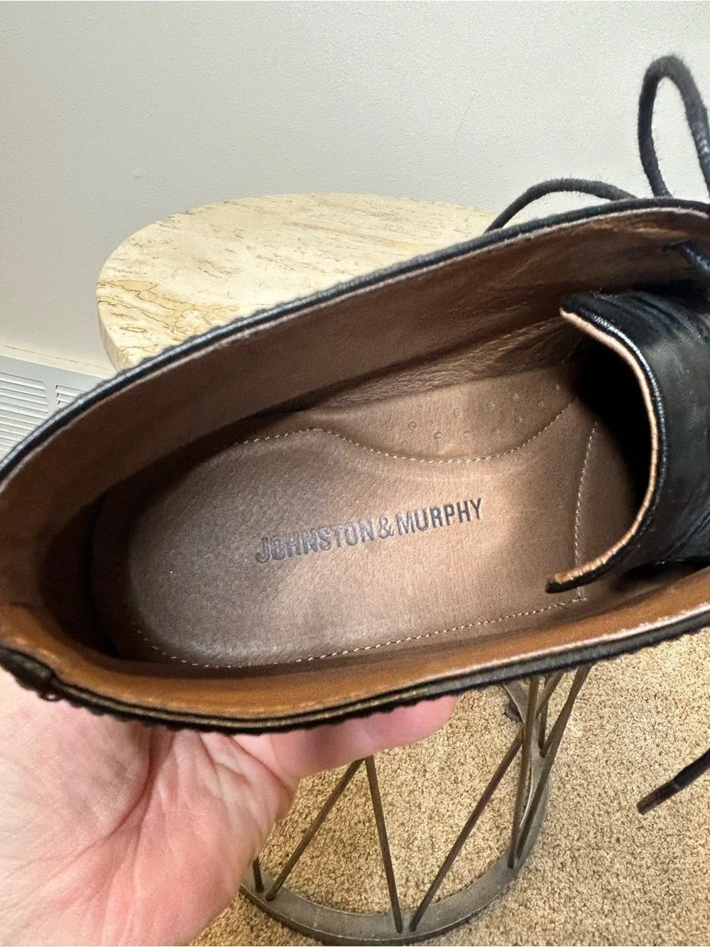Johnston & Murphy Black Leather Cap-Toe Chukka Boots Size 9.5M